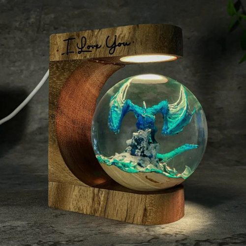 Blue Dragon Resin Lamp Custom Engraved Crystal Ball