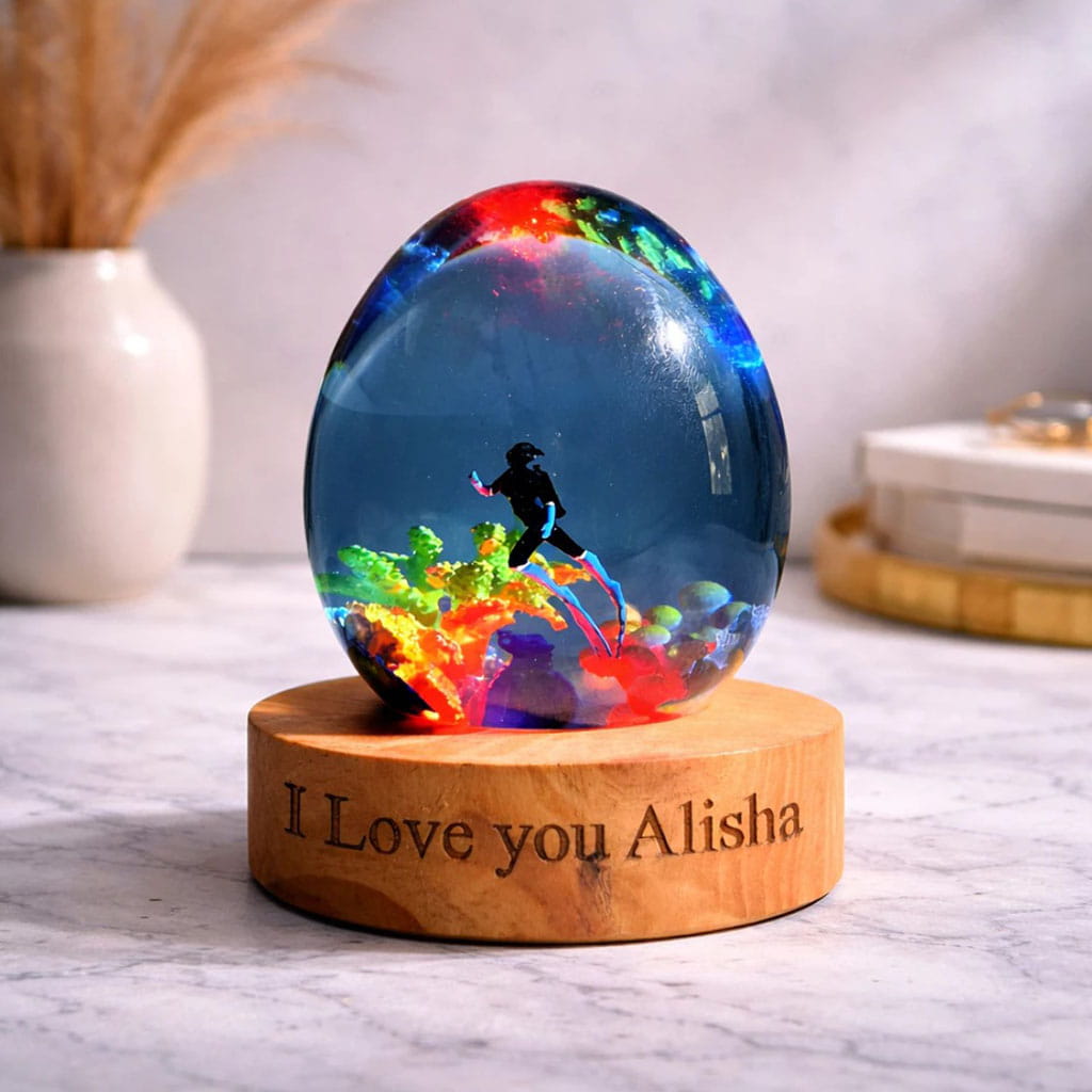 Diver Egg Resin Lamp Coral Reef Home Decor