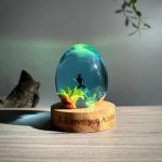 Diver Egg Resin Lamp Green Glow Natural Light