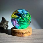 Diver Resin Lamp Blue Green Coral Sculpture Detail