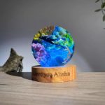Diver Resin Lamp Green Ocean Glow Effect