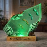 Dragon Castle Resin Lamps Crystal Shard Green Glow Bright Room