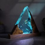 Fantasy Ring Mountain Resin Lamps Teal Blue Glow Effect