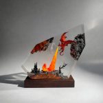 Fire Dragon Resin Night Light Dual Dragon Studio Shot