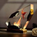 Fire Dragon Resin Night Light Sunlit Warm Wood Background