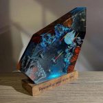 Galaxy Spaceship Resin Lamps Close Up Asteroid Detail
