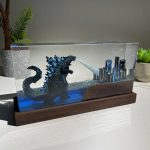 Godzilla Resin Lamp Heat Ray City Attack Close-up Detail