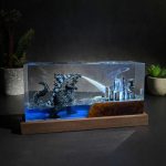 Godzilla Resin Lamp Heat Ray City Attack Dark Room Edition