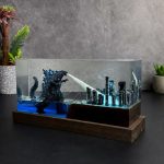 Godzilla Resin Lamp Heat Ray City Attack Stone Background