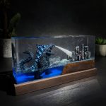 Godzilla Resin Lamp Heat Ray Edition Elevated View Stone Background
