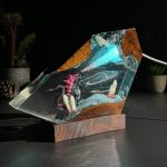 Godzilla Resin Lamps Crystal Shard Edition Blue Glow Dark Background