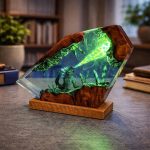 Godzilla Resin Lamps Crystal Shard Edition Green Glow Bookshelf