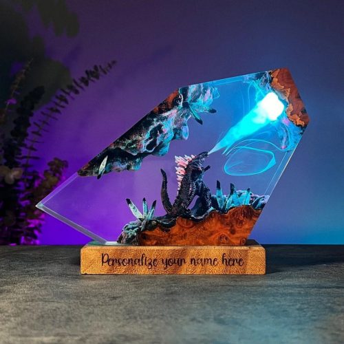 Godzilla Resin Lamps Crystal Shard Edition Personalized Name Engraving