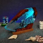 Godzilla Resin Lamps Crystal Shard Edition Teal Glow Seashell Decor