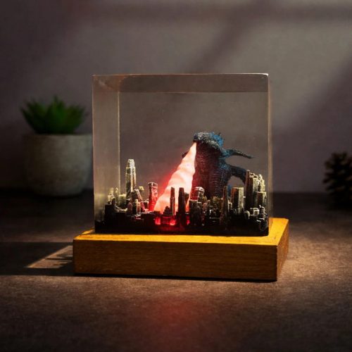 Godzilla Resin Lamps Cube Edition Red Alert City Attack