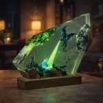 Ice Dragon Resin Lamps Crystal Shard Bright Green Glow Living Room