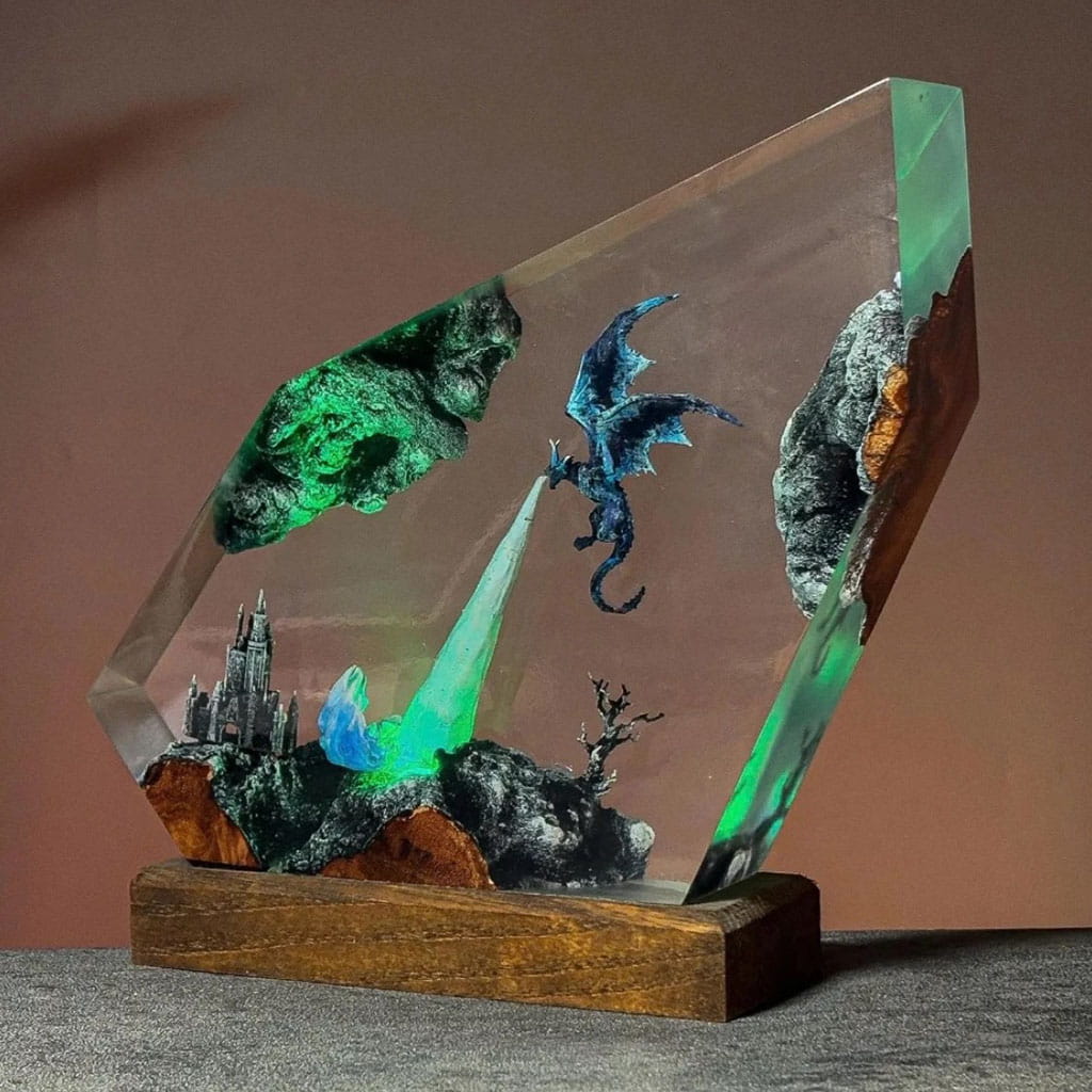Ice Dragon Resin Lamps Crystal Shard Green-Blue Glow Edition