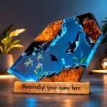 Killer Whale 3D Resin Lamp Teal Blue Glow Night Light