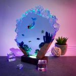 Mermaid Ocean Resin Lamp Pink Purple Ambient Glow