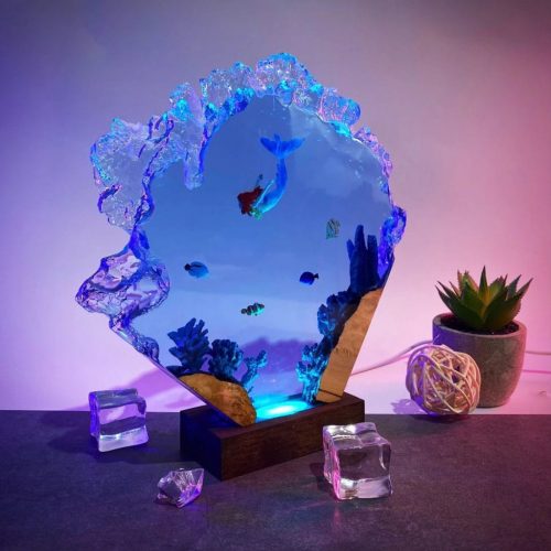 Mermaid Ocean Resin Lamp Purple Blue Glow Night Light