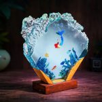 Mermaid Ocean Resin Lamp Warm Ambient Coral Base Decor