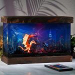Monster Battle Resin Lamps Purple-Blue Glow City Battle Edition