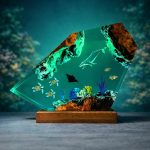 Ocean Life Epoxy Resin Lamp Green Misty Background Decor