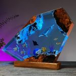Ocean Life Epoxy Resin Lamp Purple Pink Ambient Glow