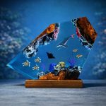 Ocean Life Epoxy Resin Lamp Soft Blue Ambient Decor