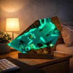 Ocean Resin Lamp Broken Ship Octopus Sea Turtle Green Glow Desk Decor