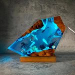 Ocean Resin Lamp Broken Ship Octopus Sea Turtle Teal Glow Night Light