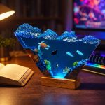 Ocean Wave Triangle Resin Lamp Cozy Bookshelf Room Decor