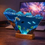 Ocean Wave Triangle Resin Lamp Modern Desk Setup Decor