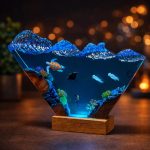 Ocean Wave Triangle Resin Lamp Warm Ambient Table Decor