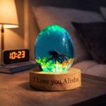 Octopus Resin Egg Lamp Green Glow Bedside Decor