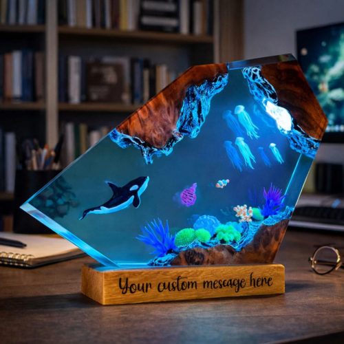 Orca Killer Whale Resin Lamp Cozy Study Room Decor