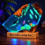 Orca Killer Whale Resin Lamp Purple Green Ambient Glow