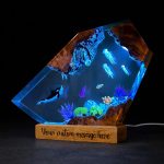 Orca Killer Whale Resin Lamp Teal Glow Night Light
