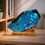 Penguin & Coral Resin Lamp Bookshelf Study Room Decor