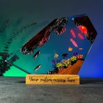 Penguin & Coral Resin Lamp Green Glow Night Light