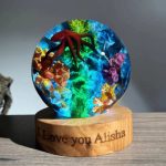Red Octopus Resin Lamp Blue Green LED Glow Effect
