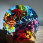 Red Octopus Resin Lamp Close Up Handcrafted Detail