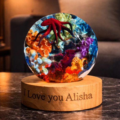 Red Octopus Resin Lamp Warm Ambient Home Decor