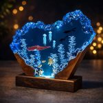Red Squid Resin Lamp Blue Glow Night Light Decor