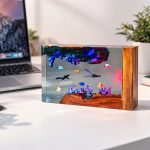 Scuba Diver Ocean Resin Lamp Purple Blue Glow Effect