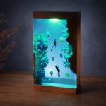 Scuba Diver Ocean Resin Lamp Vertical Tower Display