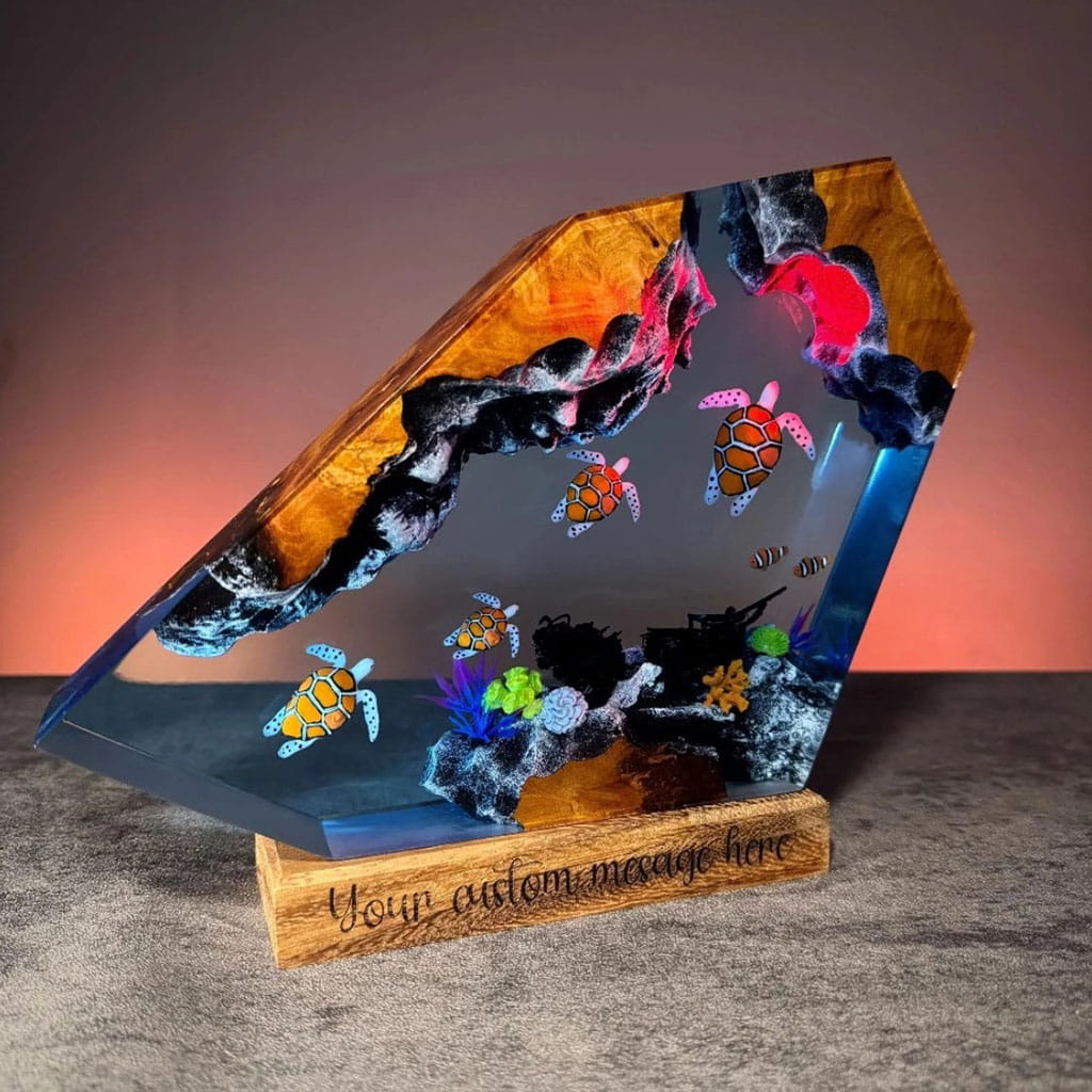 Sea Turtle 3D Resin Lamp Sunset Ambient Glow