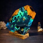 Sea Turtle 3D Resin Lamp Teal Green Night Glow
