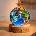 Sea Turtle Resin Lamp Blue Wave Glow Effect