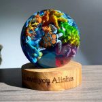 Sea Turtle Resin Lamp Colorful Ocean Coral Sculpture
